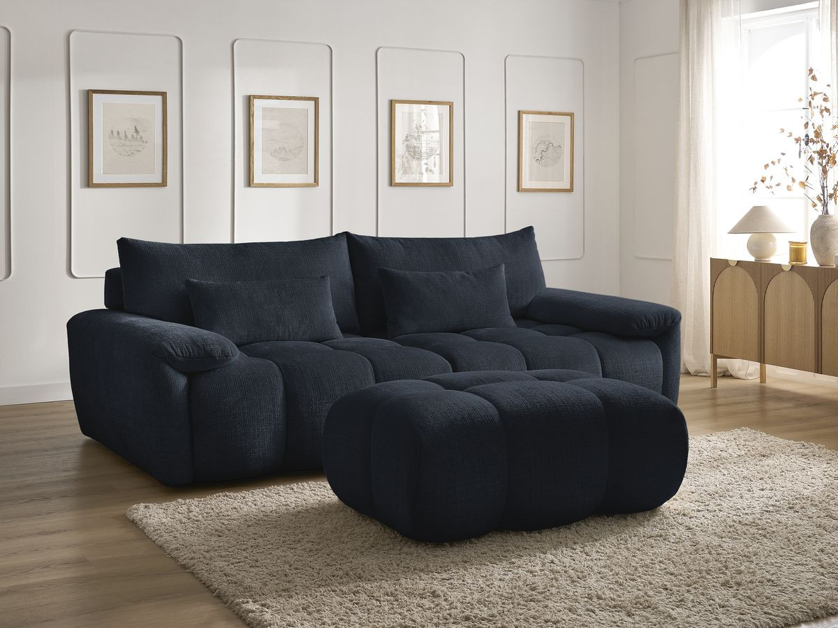 Bobochic Ivane Sofa 4-Sitzer Strukturstoff Dunkelblau