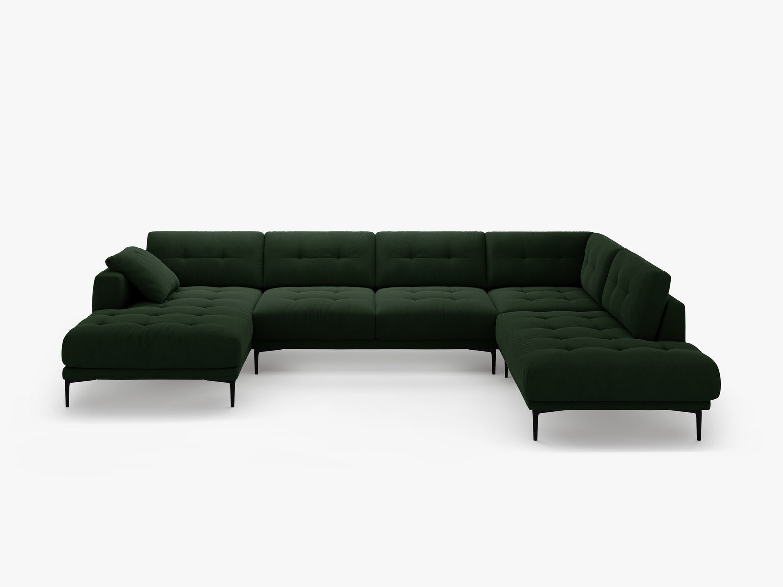 Micadoni Panorama Ecksofa Bemy 7-Sitzer Rechts Samt Flaschengrün