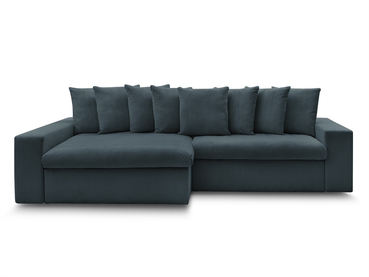 Bobochic Enore Ecksofa 330 × 157 cm Cordsamt Dunkelblau Ecke links