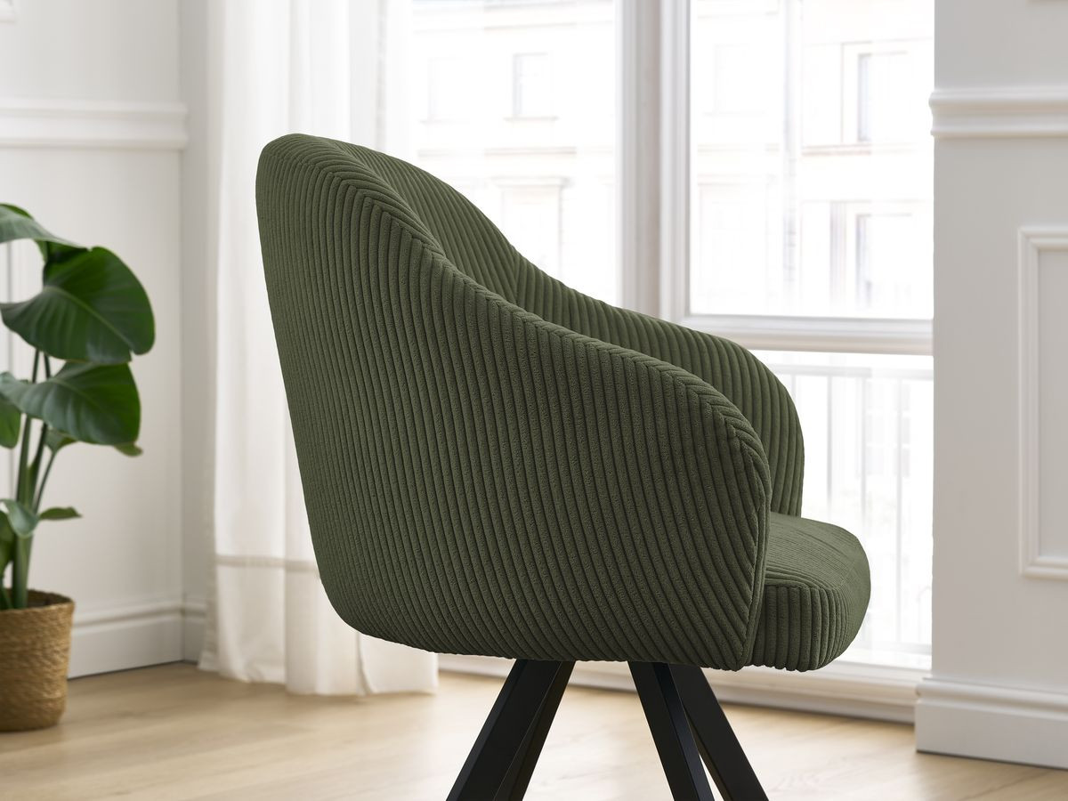 Bobochic Sophie Esszimmerstuhl 4er-Set mit Sternfuß Cordsamt Grün