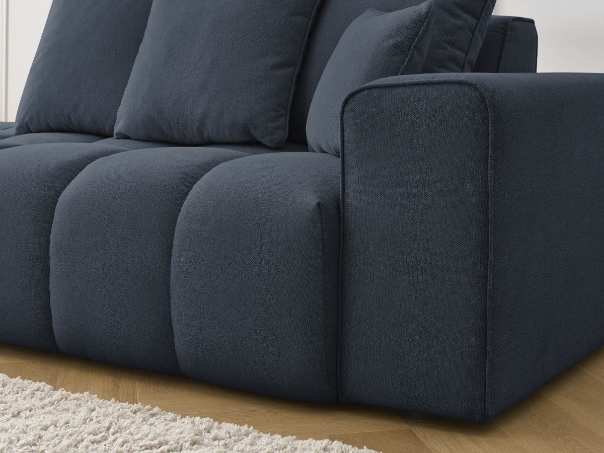 Bobochic Mont-blanc Sofa 4-Sitzer Melange-Stoff Dunkelblau Armlehne rechts