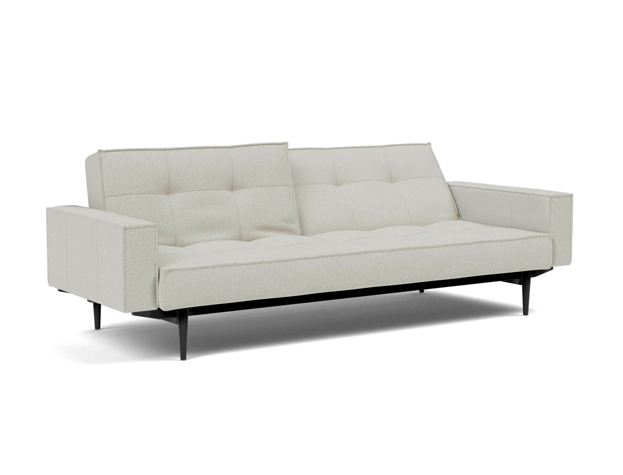 Schlafsofa Splitback mit Armlehnen Flachgewebe Mixed Dance 527-Natural Beine Styletto Eiche schwarz