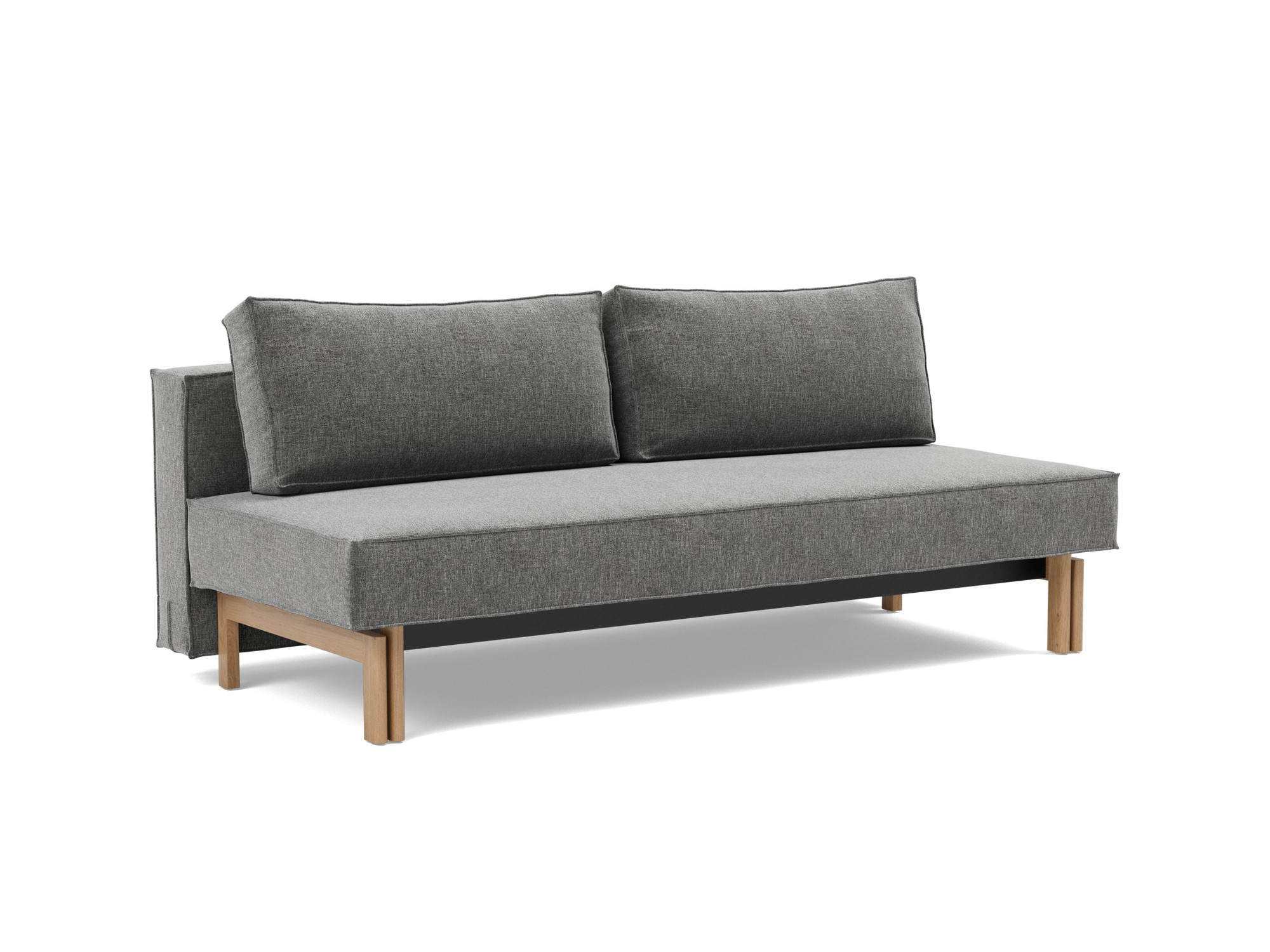 Schlafsofa Sly Strukturierter Stoff Twist 563-Charcoal Beine Eiche