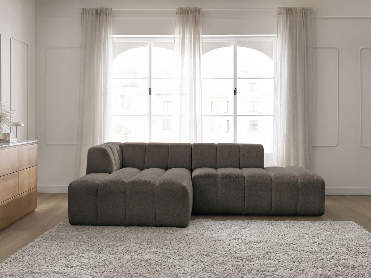 Bobochic Annecy Ecksofa Bouclé-Stoff Braun Ecke links