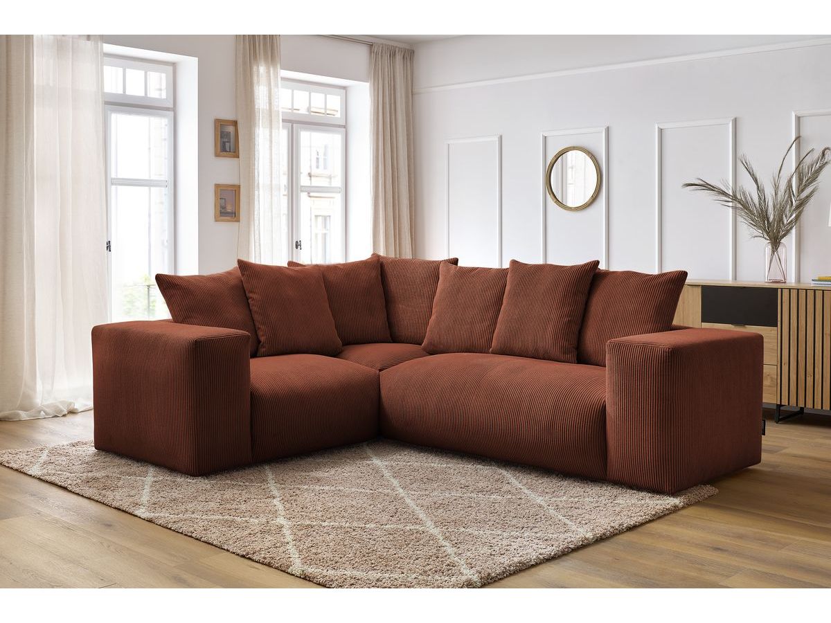 Bobochic Voltaire Ecksofa 268 × 214 cm Cordsamt Orange Ecke links