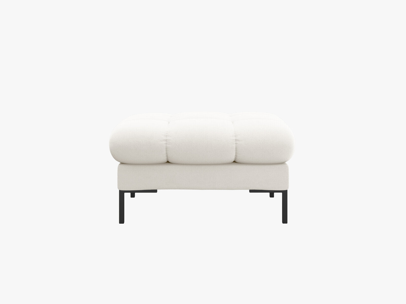 Micadoni Hocker Mamaia 1-Sitzer Strukturierter Stoff Neve Helles Beige schwarze Beine