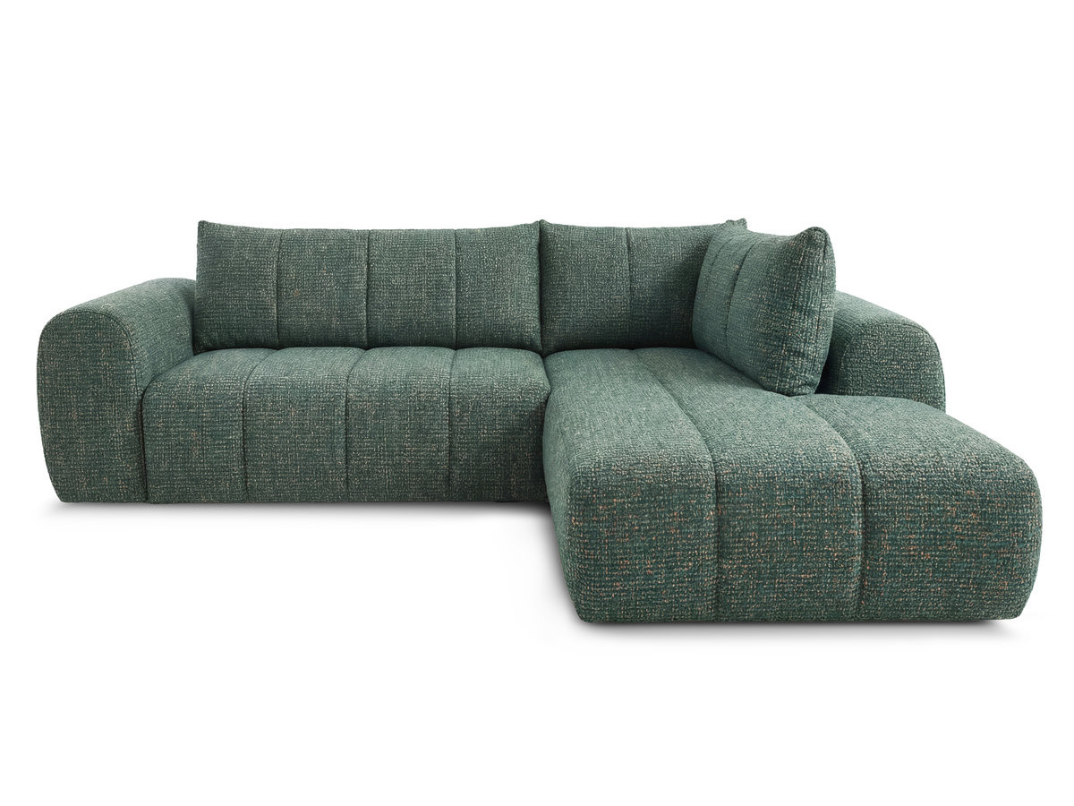 Bobochic Nesty Ecksofa in L-Form, 256 cm Melange-Stoff Dunkelgrün Ecke rechts