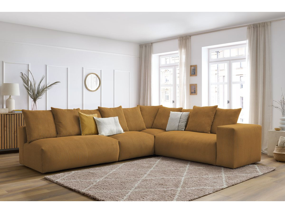 Bobochic Voltaire Ecksofa 322 × 268 cm Cordsamt Gelb Ecke rechts