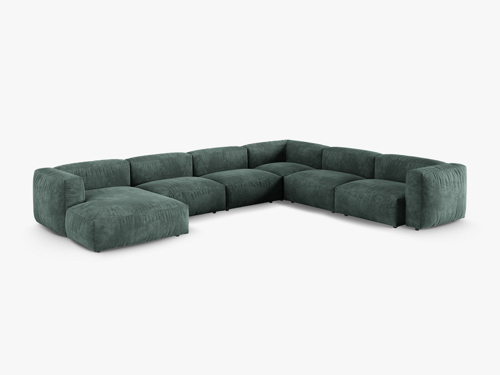 Micadoni modulares Ecksofa XL Martina 6-Sitzer 90cm Sitztiefe Rechts Samt Vogue Petrol