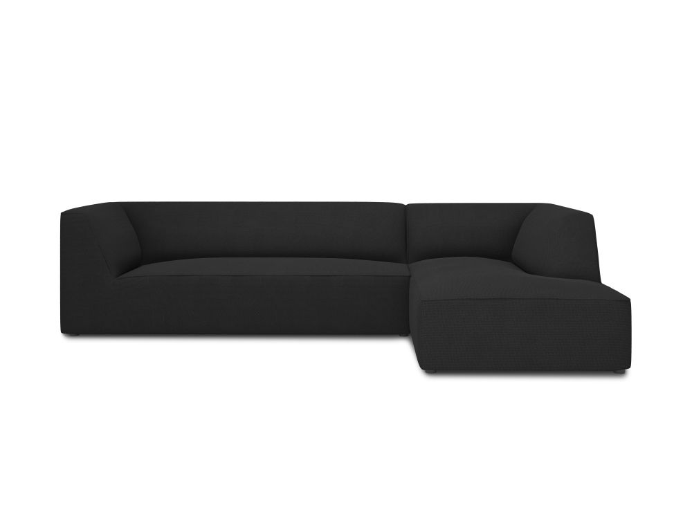 Cosmopolitan Design Ecksofa Siena 4-Sitzer Strukturierter Stoff Ottawa Schwarz Rechts