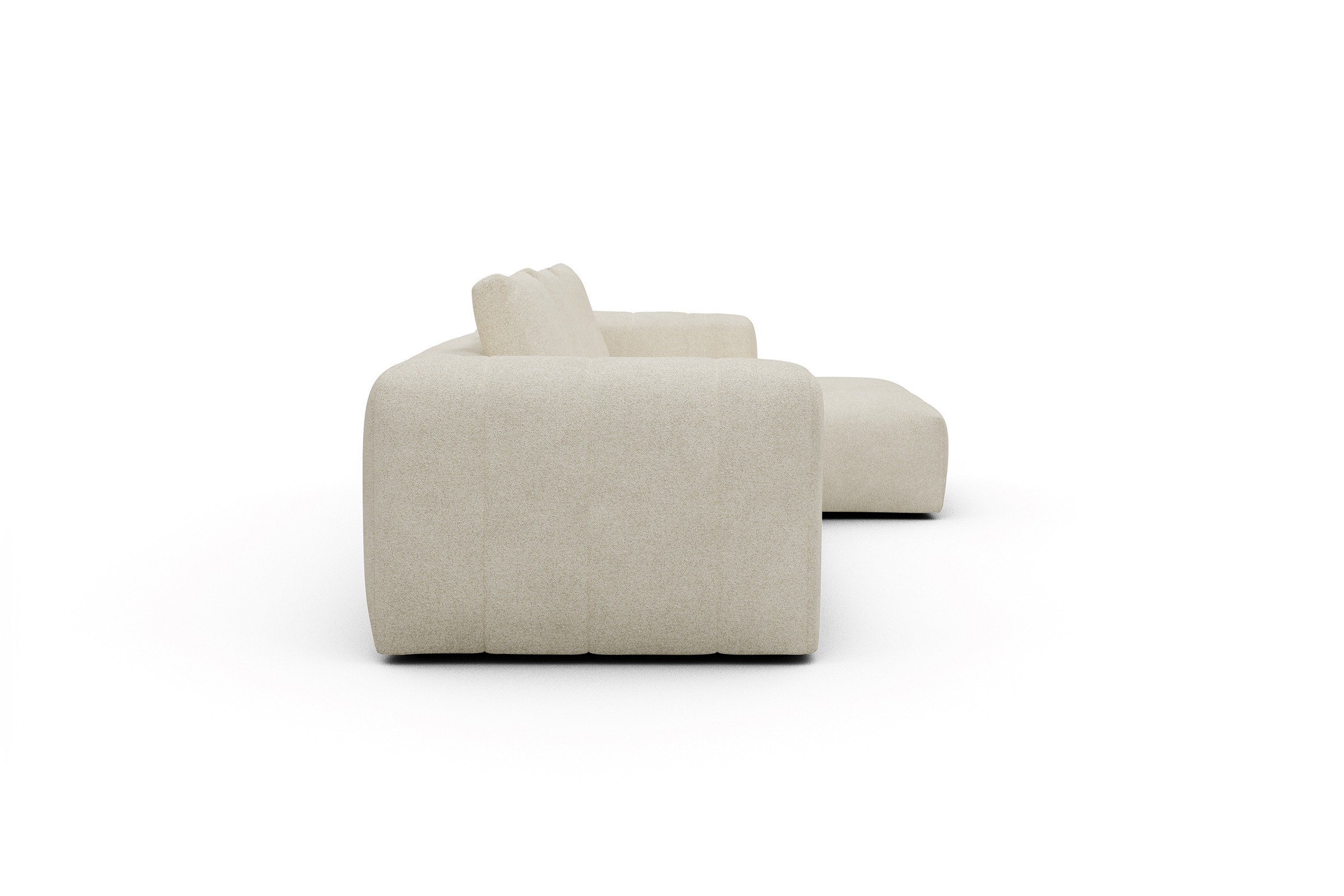 Ecksofa Hugo 2,5-Sitzer Armlehne links mit Chaiselongue Boucle-Off-White