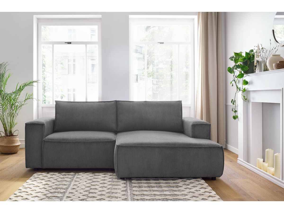 Bobochic Nihad Ecksofa Cordsamt Dunkelgrau Ecke rechts