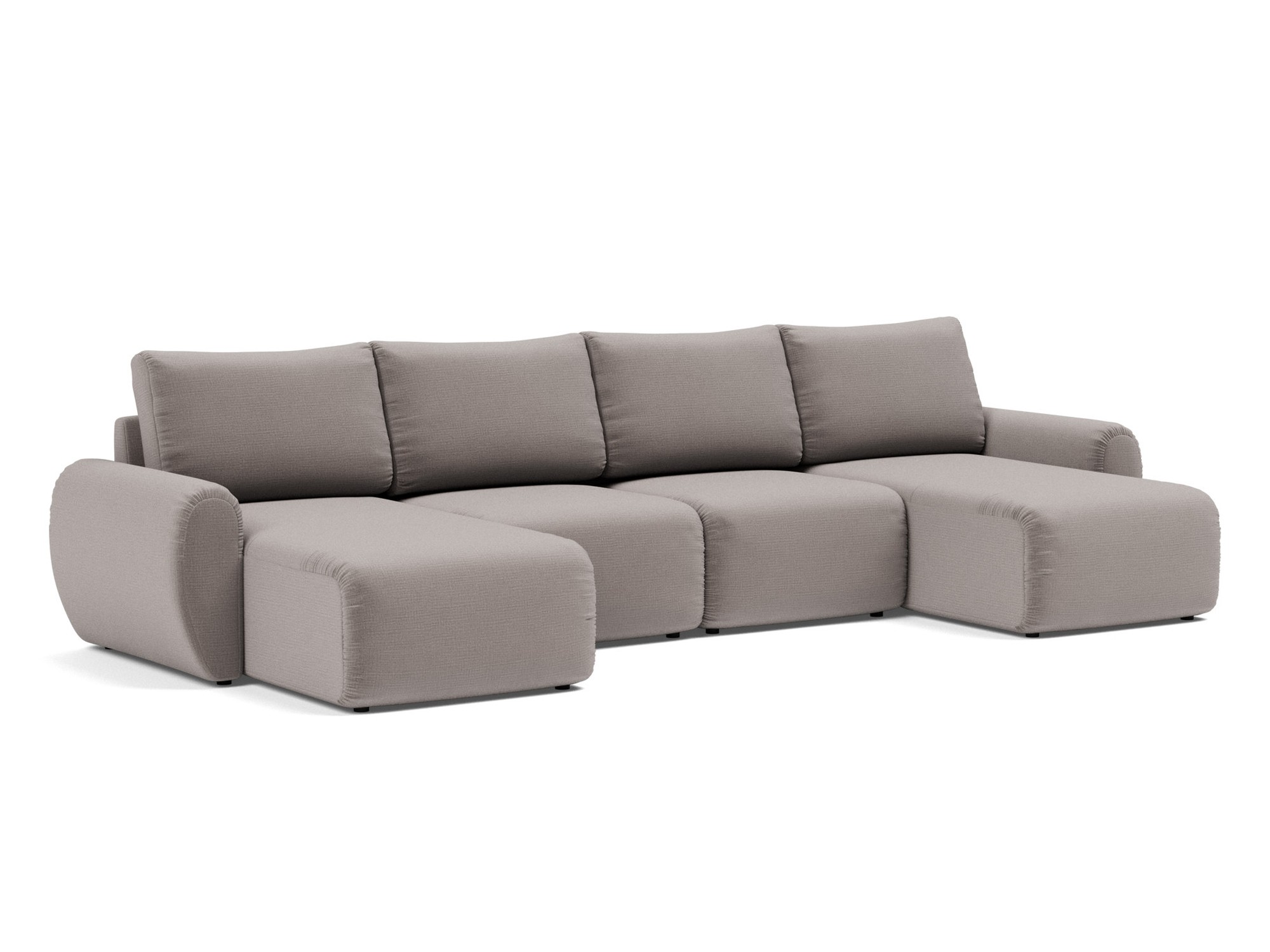 Schlafsofa Norum U-Form mit Curve-Armlehnen Chenille Esina 418-Truffle