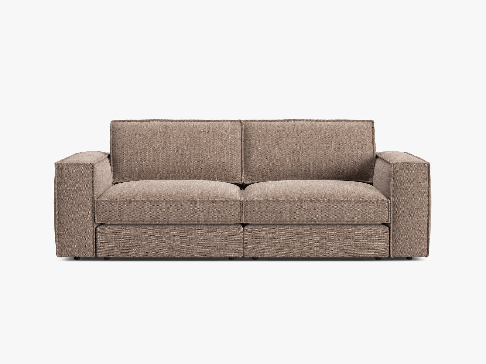 Micadoni modulares Sofa Pola 3-Sitzer Strukturierter Stoff Babel Hellbraun