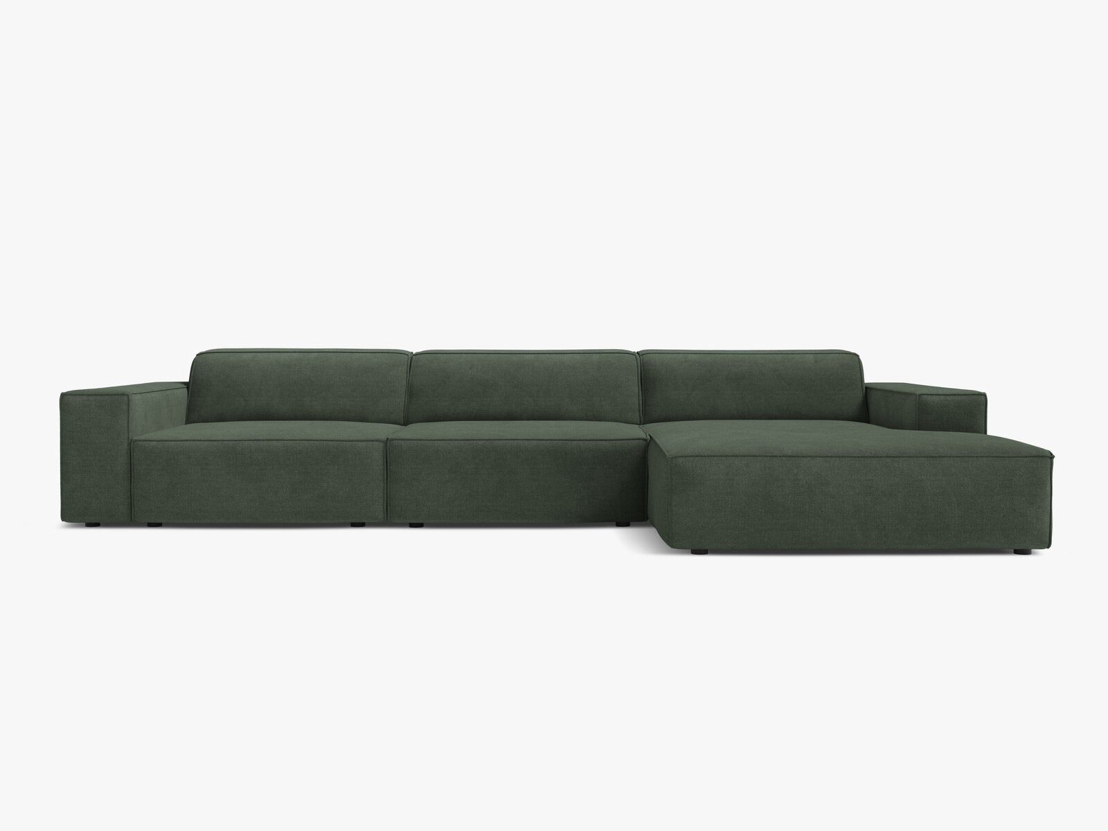 Micadoni Ecksofa Jodie 4-Sitzer Strukturierter Stoff Liberty Moßgrün Rechts