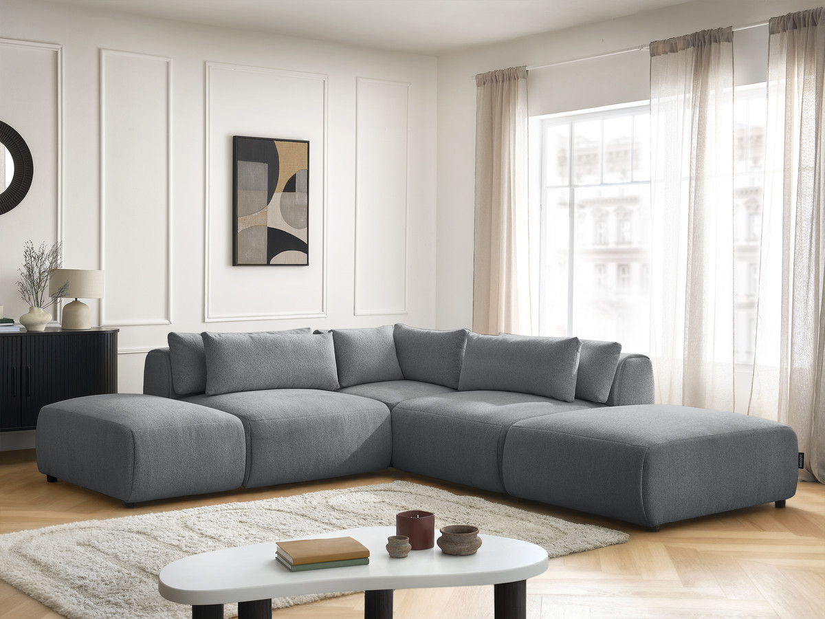 Bobochic Jana Ecksofa Melange-Stoff Dunkelgrau