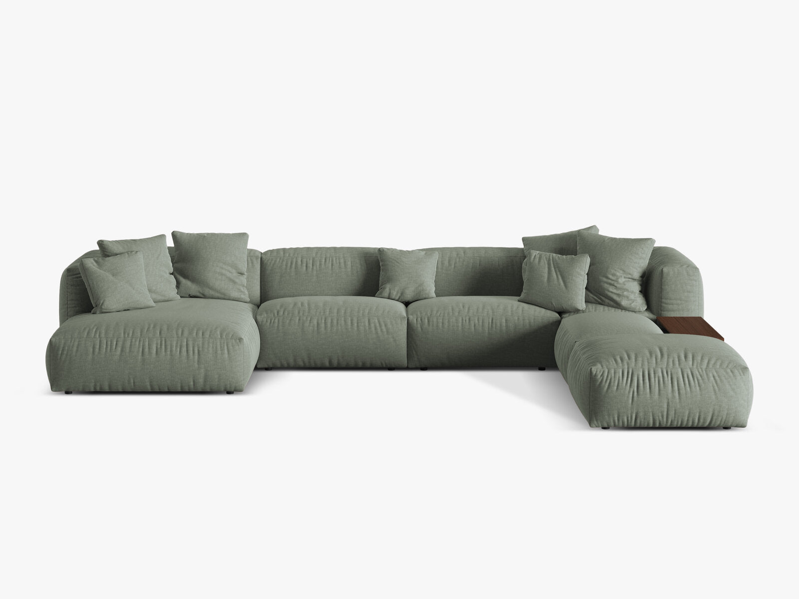 Micadoni Panorama-Ecksofa Martina 5-Sitzer Rechts Strukturierter Stoff Moßgrün