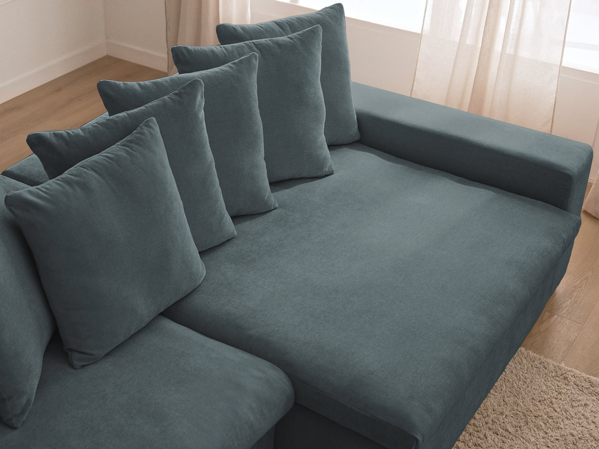 Bobochic Enore Ecksofa 330 × 100 cm Stoff Blau Ecke rechts