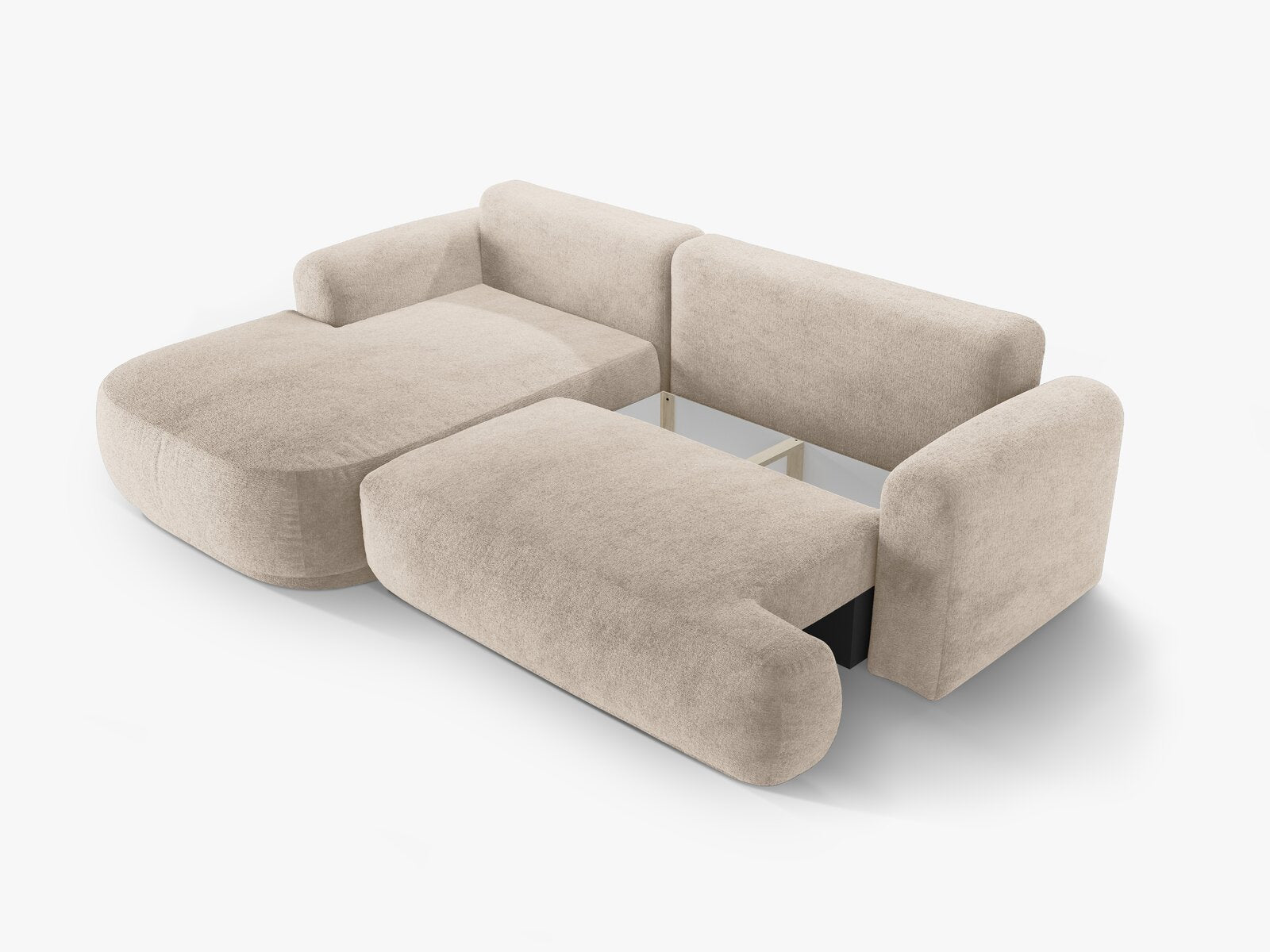 Micadoni Ella Ecksofa 5-Sitzer mit Schlaffunktion Links Strukturierter Stoff Sorella Sand