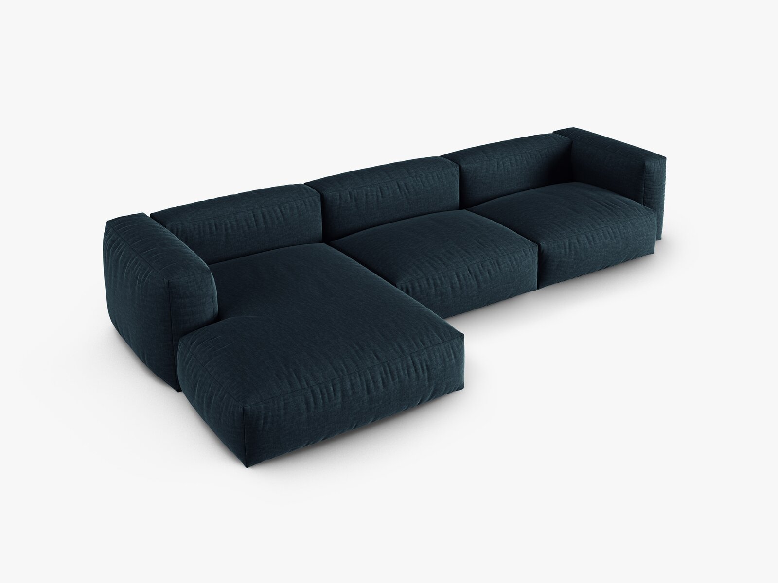 Micadoni Ecksofa Martina 3-Sitzer 90cm Sitztiefe Links Strukturierter Stoff Boston Jeansblau