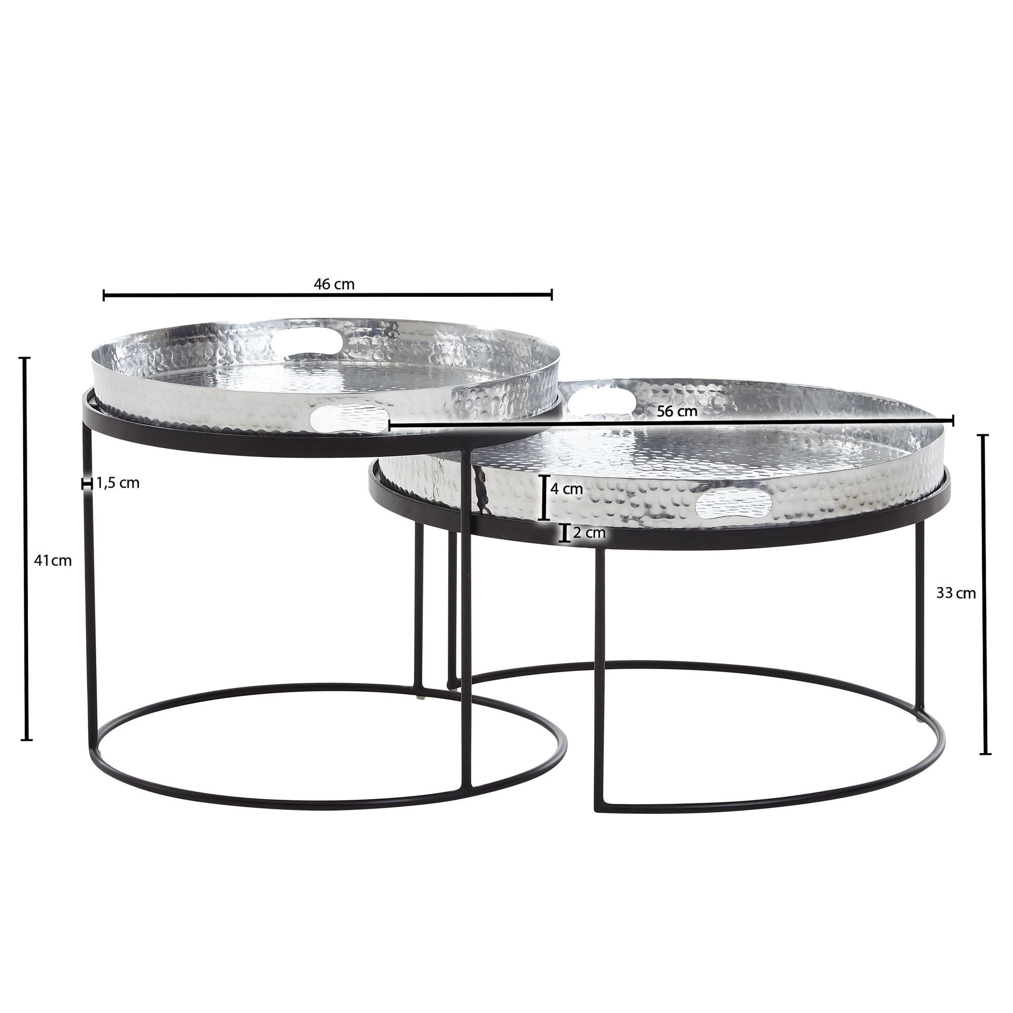 Satztisch 2er-Set Grafarholt Aluminium Silber Ø 56 cm