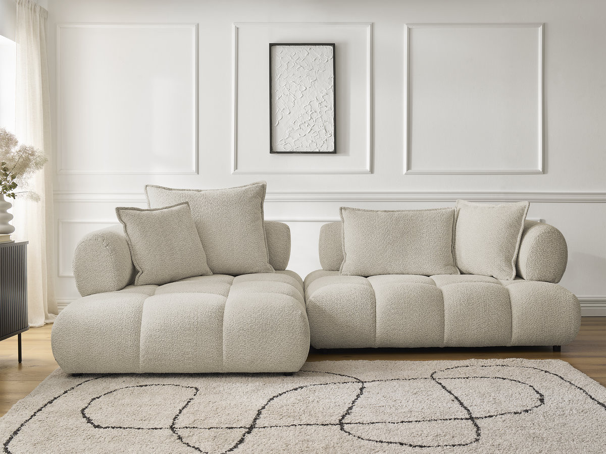 Bobochic Alya Ecksofa Bouclé-Stoff Beige Ecke links