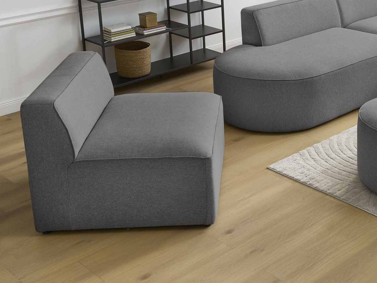 Bobochic Rousseau Sofamodul 1-Sitzer Melange-Stoff Dunkelgrau