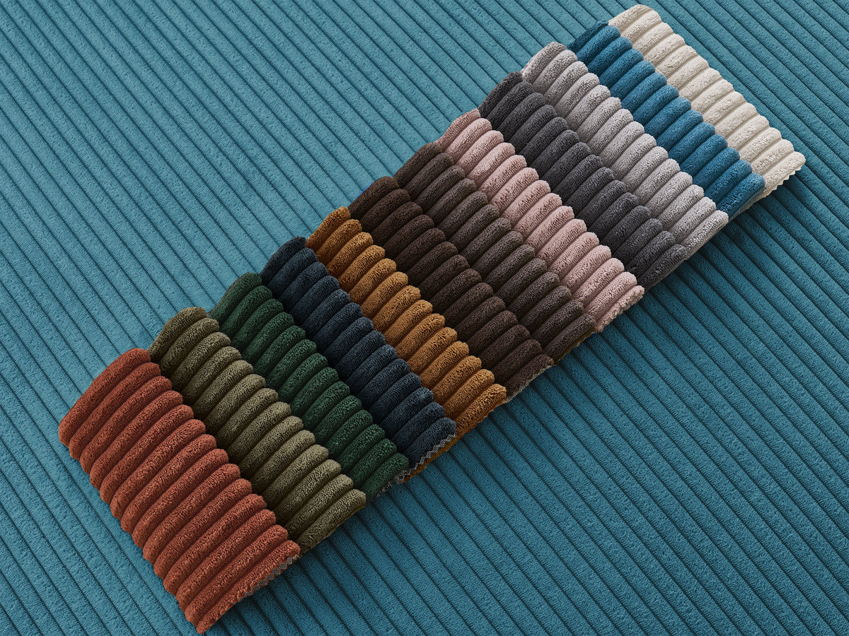 Bobochic Enore Ecksofa mit Pouf Cordsamt Hellblau Ecke links