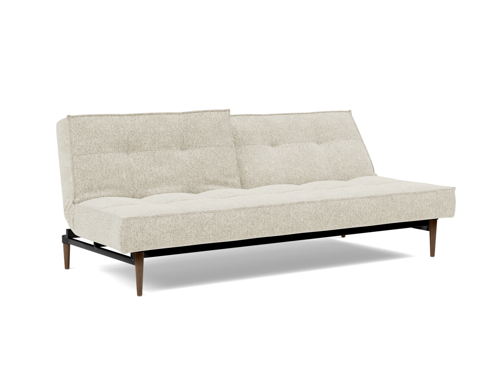 Schlafsofa Splitback Strukturierter Stoff Taura 357-Off-White Beine Styletto Eiche dunkel