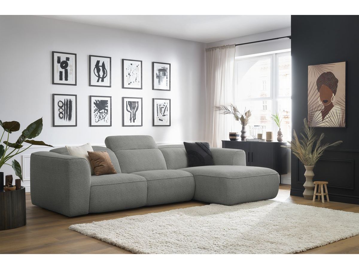 Bobochic William Ecksofa Melange-Stoff Hellgrau Ecke rechts