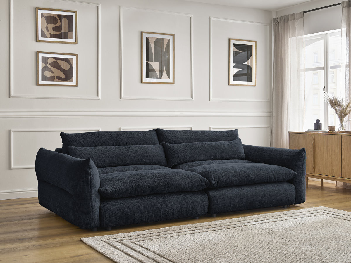 Bobochic Neil Sofa 3-Sitzer Strukturstoff Dunkelblau
