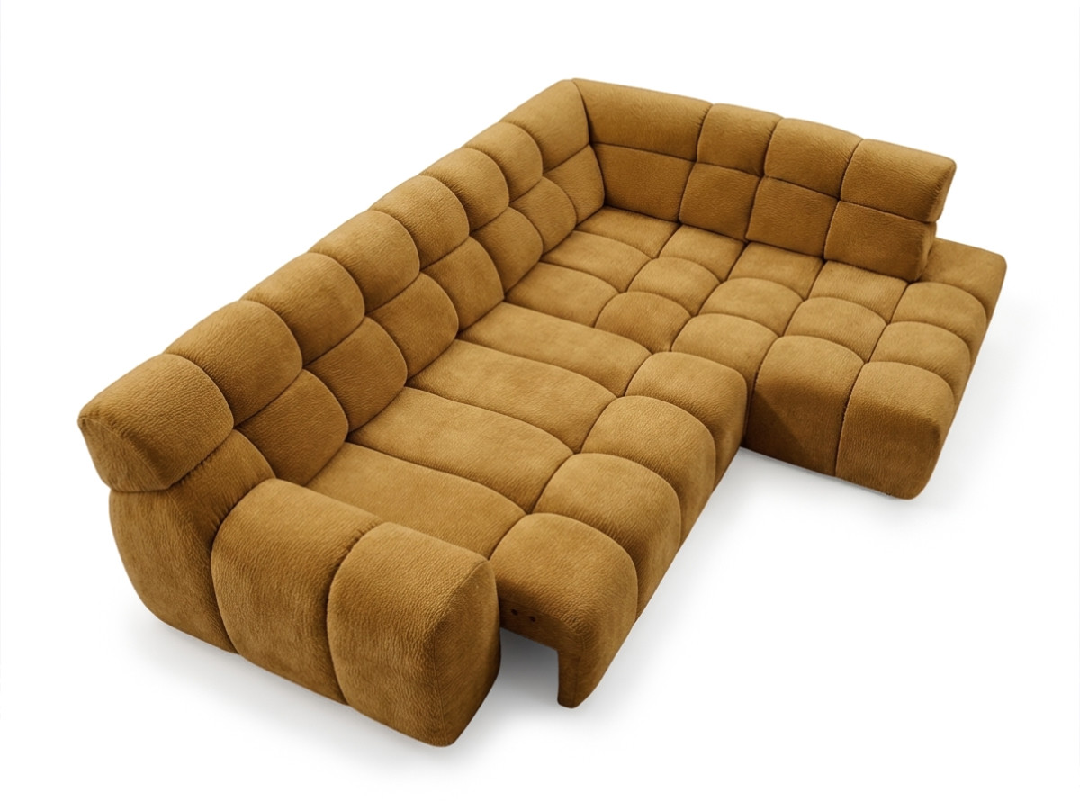 Bobochic Andre Ecksofa mit Schlaffunktion Chenille Gelb Ecke rechts