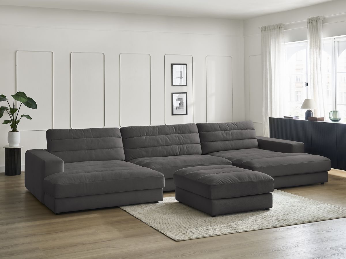 Bobochic Sierra Wohnlandschaft mit Pouf Samt Schwarz