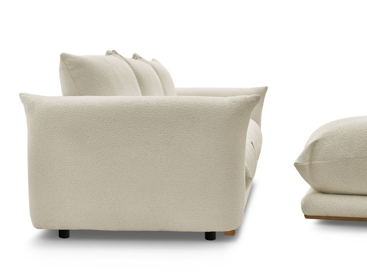 Bobochic Ernest Sofa 3-Sitzer mit Pouf 266 × 106 cm Bouclé-Stoff Beige
