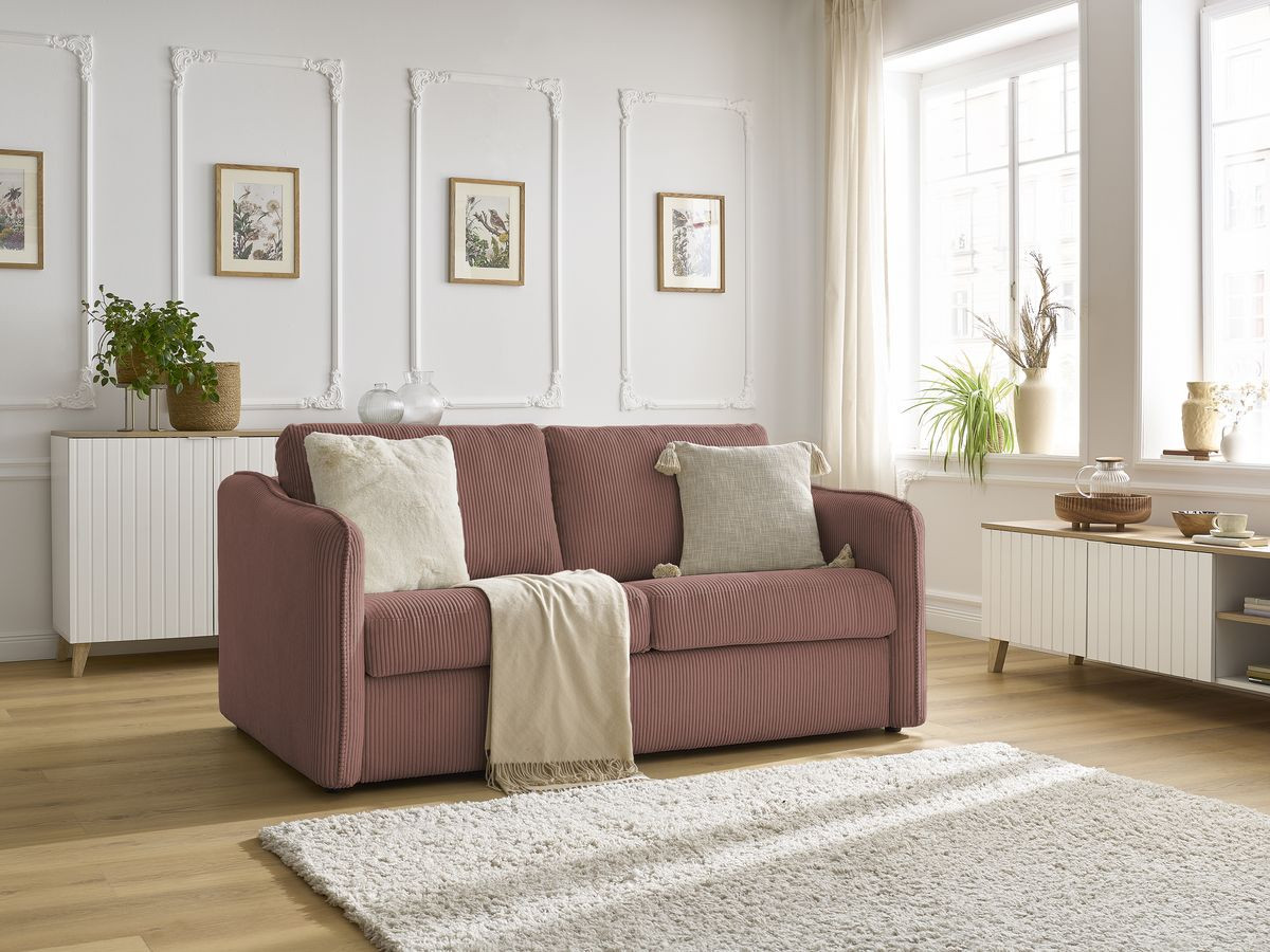Bobochic Lenny Schlafsofa 3-Sitzer Cordsamt Rosa
