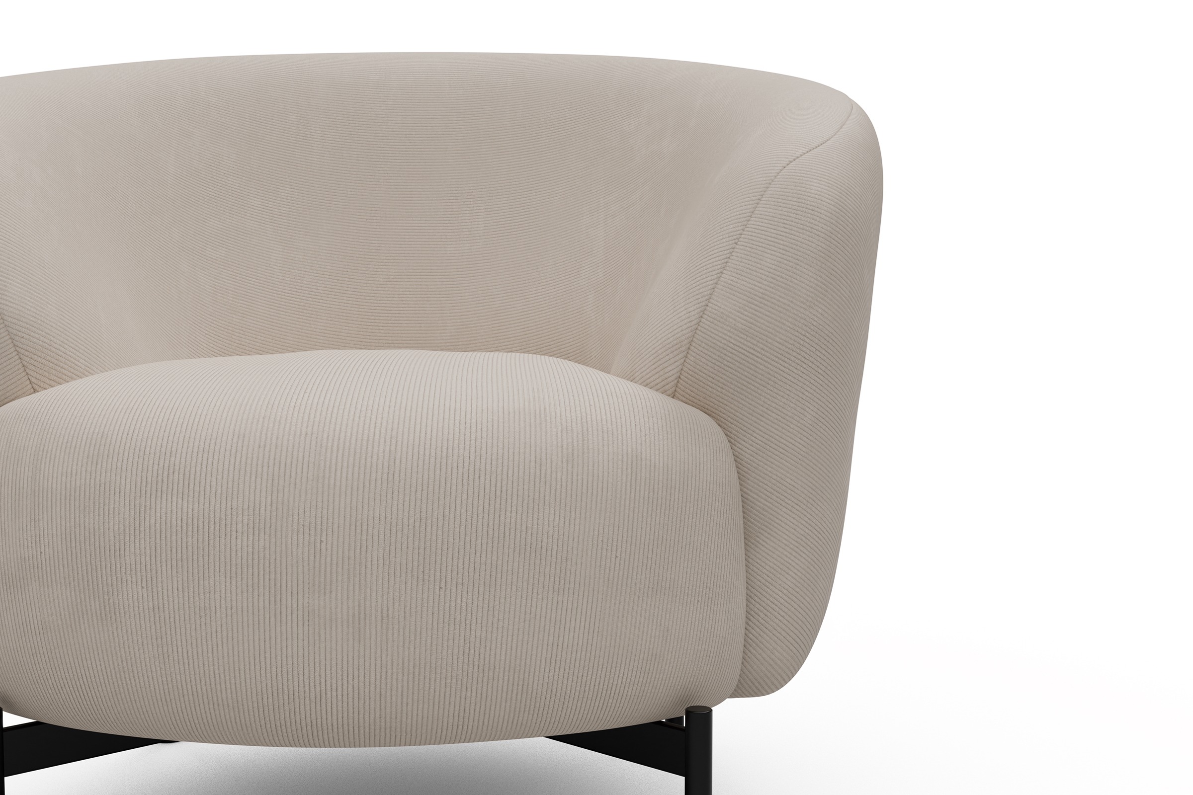 Sessel Ronda X-Metallgestell Schwarz Cordufine-Off-White