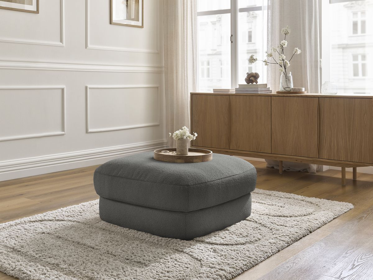Bobochic Leonore Pouf Bouclé-Stoff Dunkelgrau