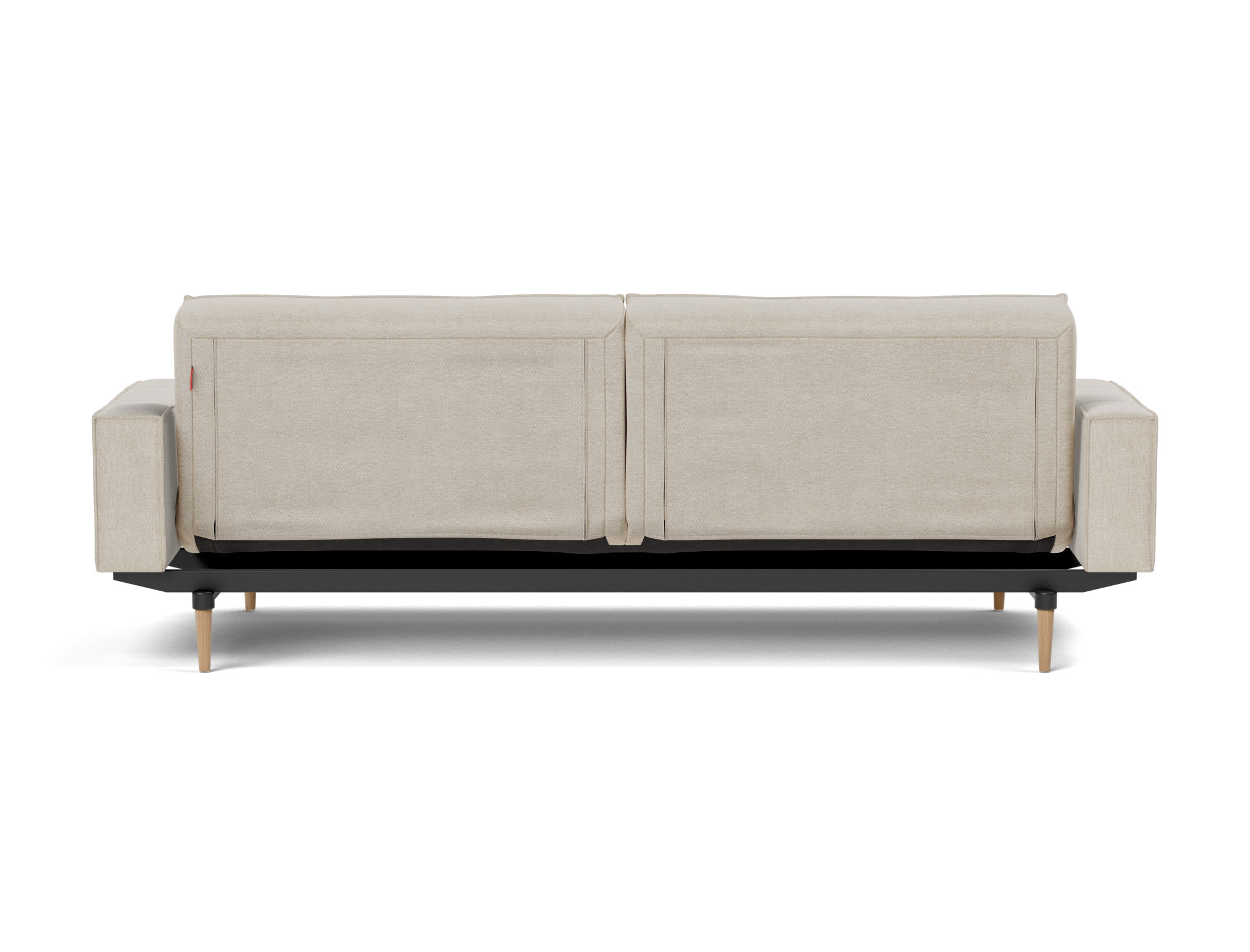 Schlafsofa Splitback mit Armlehnen Flachgewebe Phobos 586-Latte Beine Styletto Eiche hell