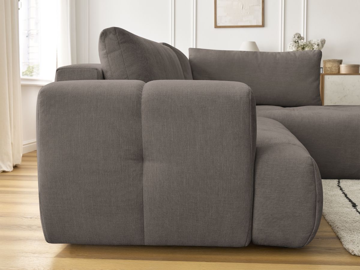 Bobochic Fuji Ecksofa mit Schlaffunktion und Bettkasten 282 × 204 cm Stoff Taupe Ecke rechts
