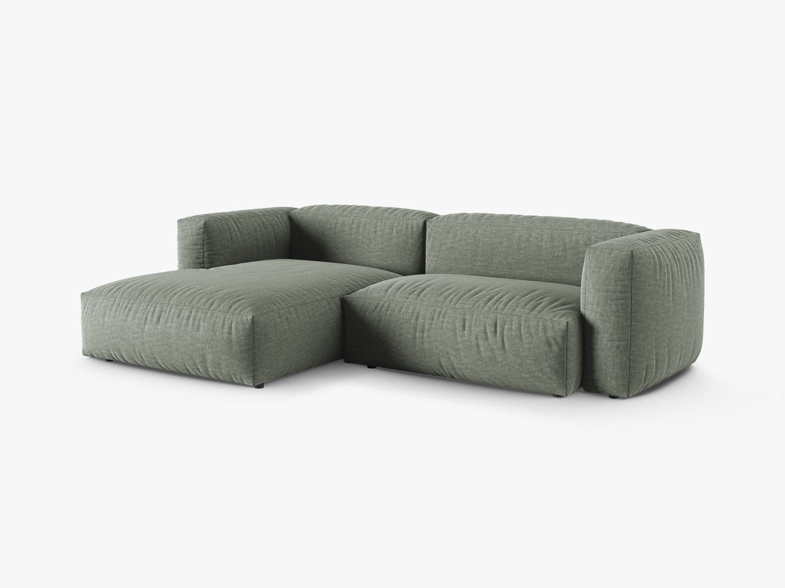 Micadoni Ecksofa Martina 2-Sitzer 90cm Sitztiefe Links Strukturierter Stoff Boston Moßgrün