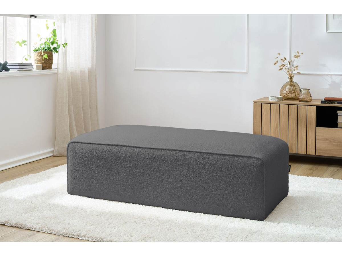 Bobochic Megeve Pouf Bouclé-Stoff Dunkelgrau