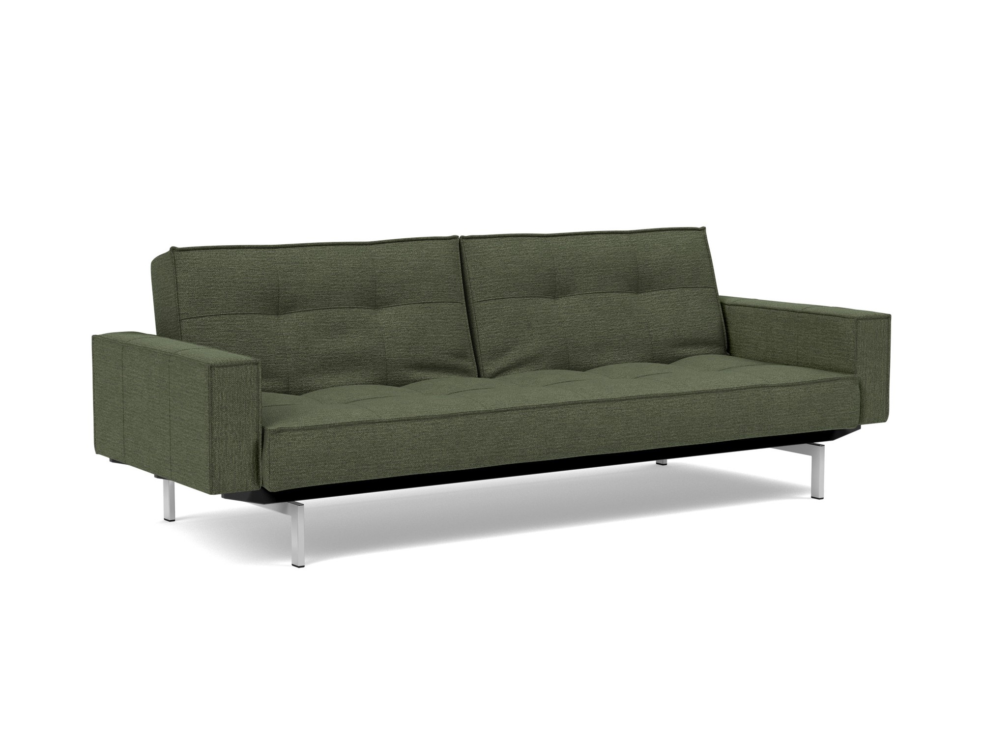 Schlafsofa Splitback mit Armlehnen Strukturierter Stoff Taura 353-Forest Beine Chrom