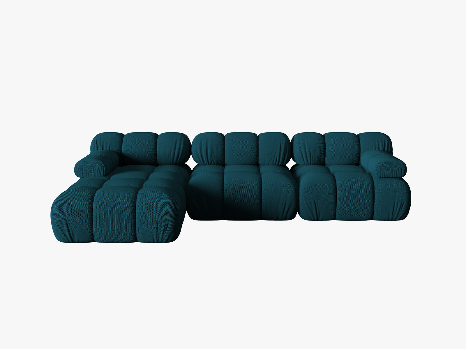 Micadoni Modulares Ecksofa Bellis 4-Sitzer Links 3D-Stoff Sonic Marineblau