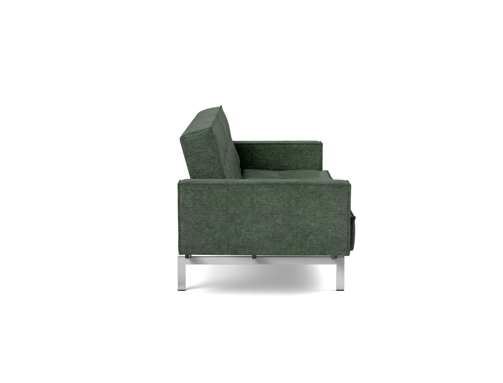 Schlafsofa Splitback mit Armlehnen Flachgewebe Avella 281-Pine-Green Beine Chrom