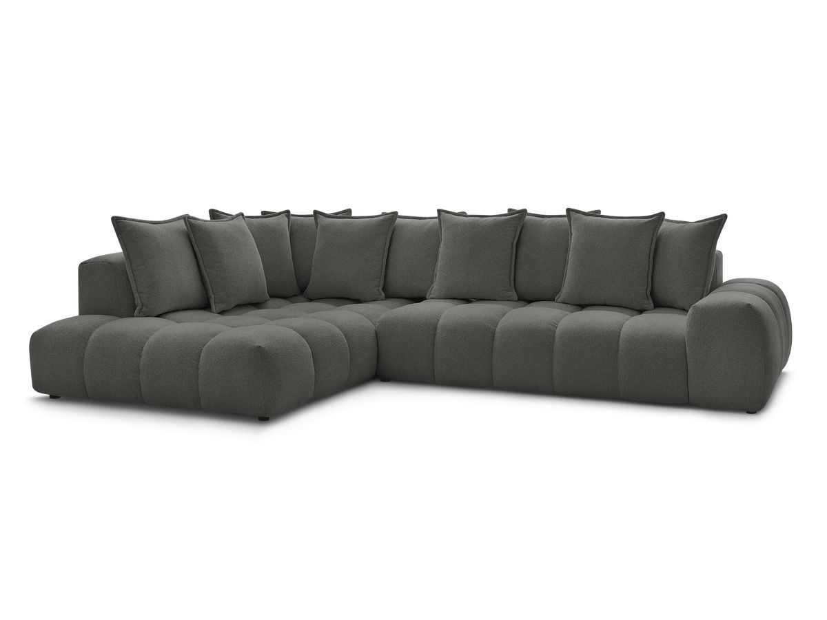 Bobochic Everest Ecksofa, 10 Kissen Melange-Stoff Dunkelgrau Ecke links