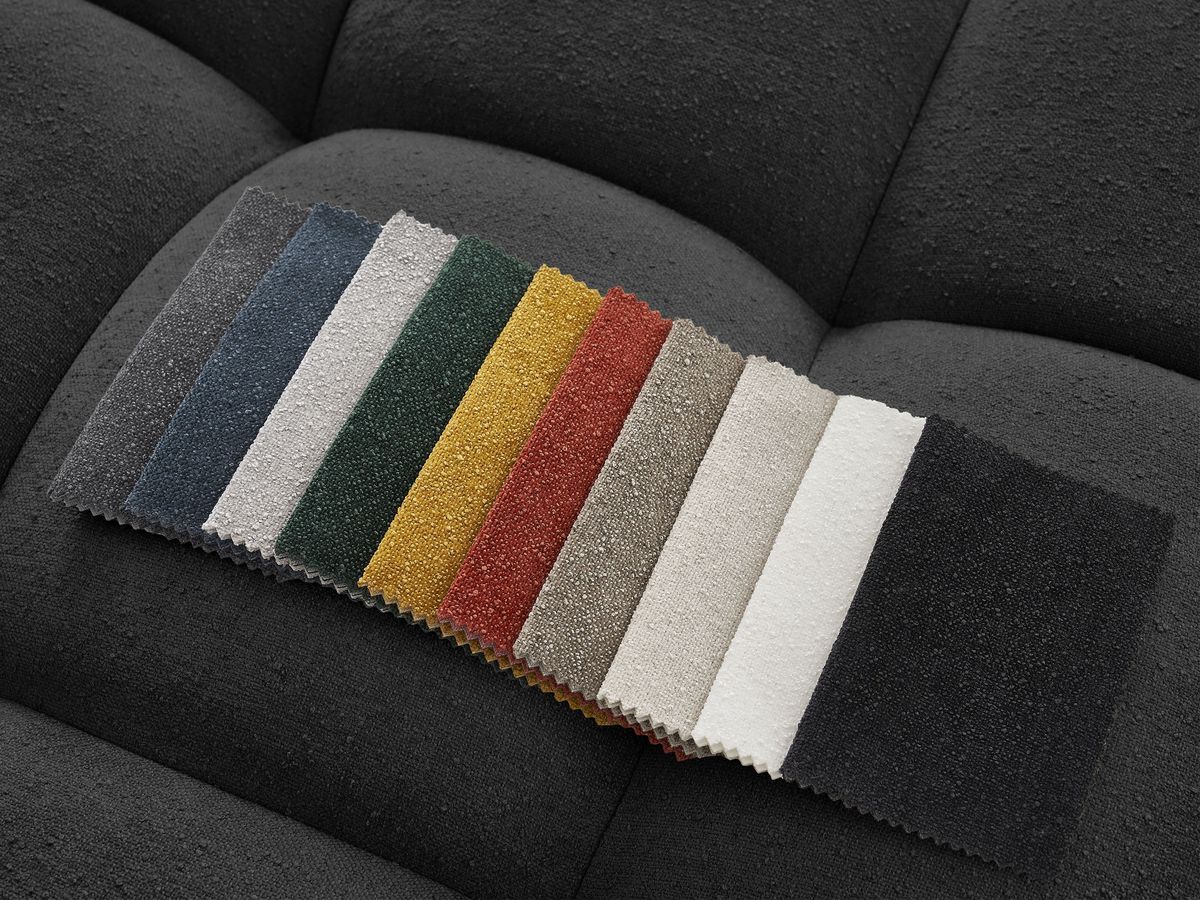 Bobochic Everest Schlafsofa 3-Sitzer mit Bettkasten, 5 Kissen Strukturstoff Schwarz