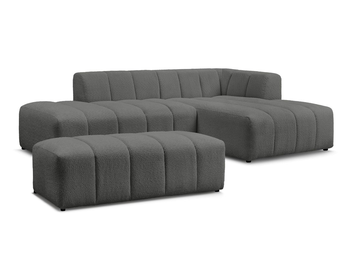 Bobochic Annecy Ecksofa mit Pouf Bouclé-Stoff Dunkelgrau Ecke rechts