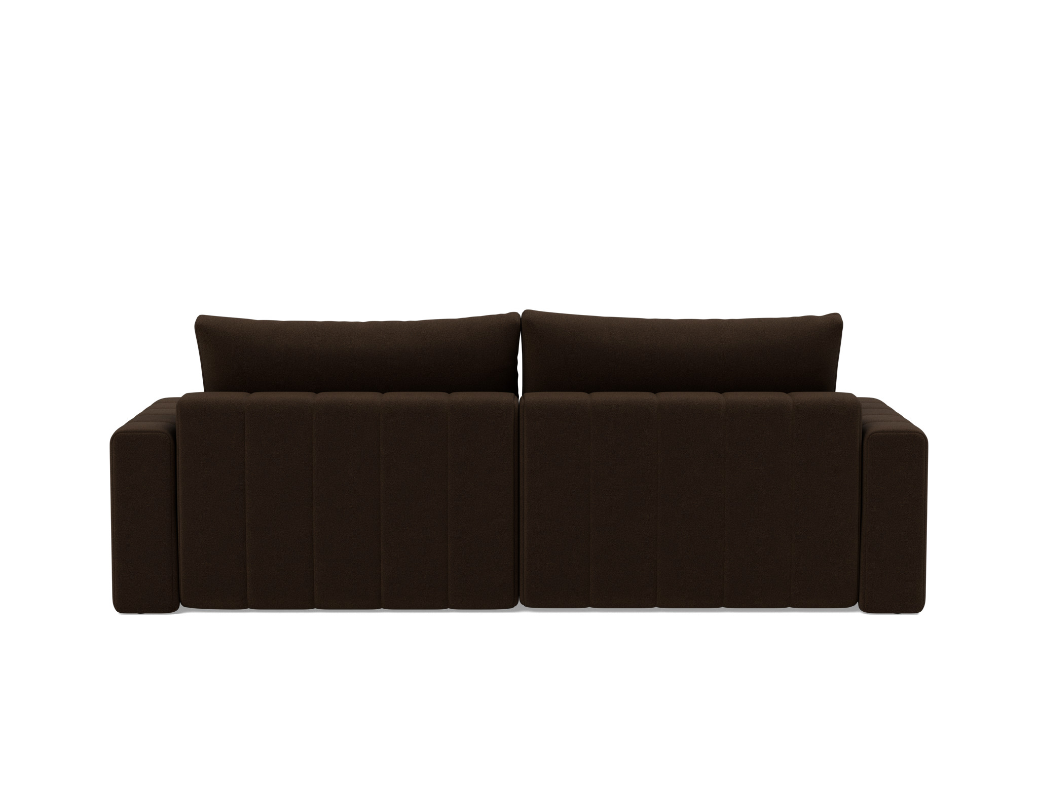 Schlafsofa Akello mit Chaiselongue und Armlehnen Strukturierter Stoff Taura 358-Chocco