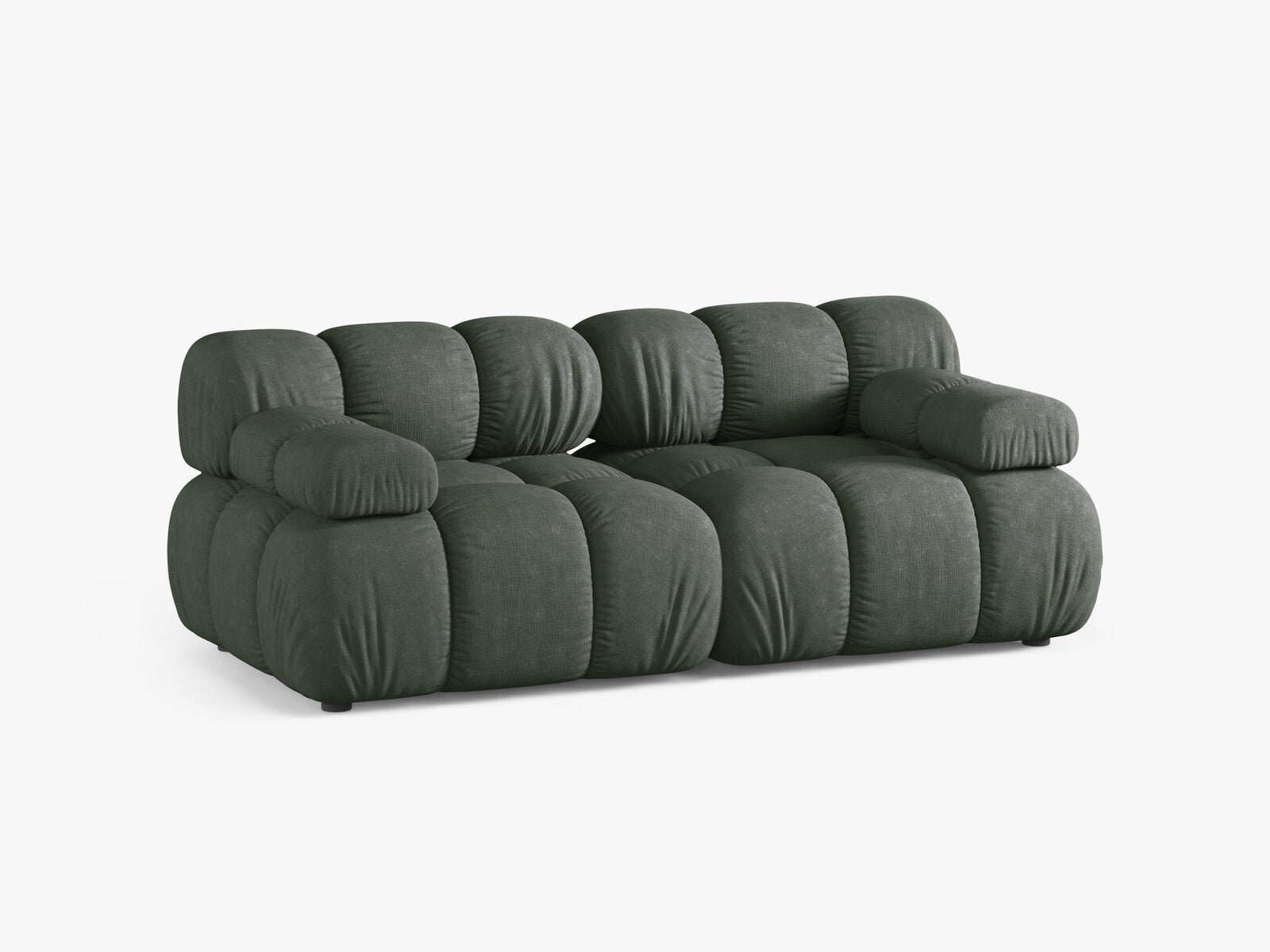 Micadoni Modulares Sofa Bellis 2-Sitzer Strukturierter Stoff Liberty Moßgrün