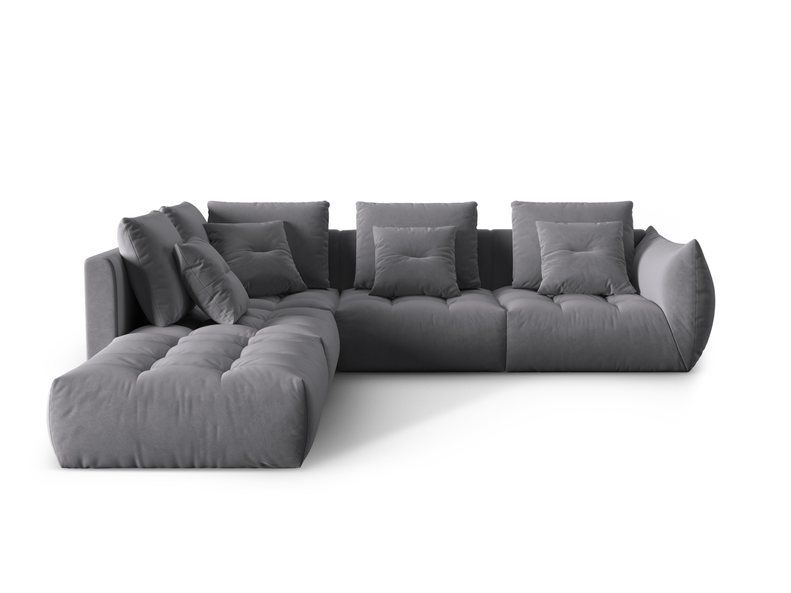 Micadoni Ecksofa Bloom 5-Sitzer Links Samt Dunkelgrau